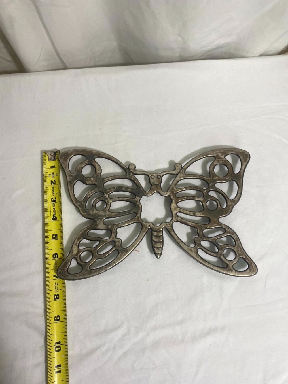 Vintage Metal Butterfly Trivet 10” Decorative Hot Plate Kitchen Table Protector